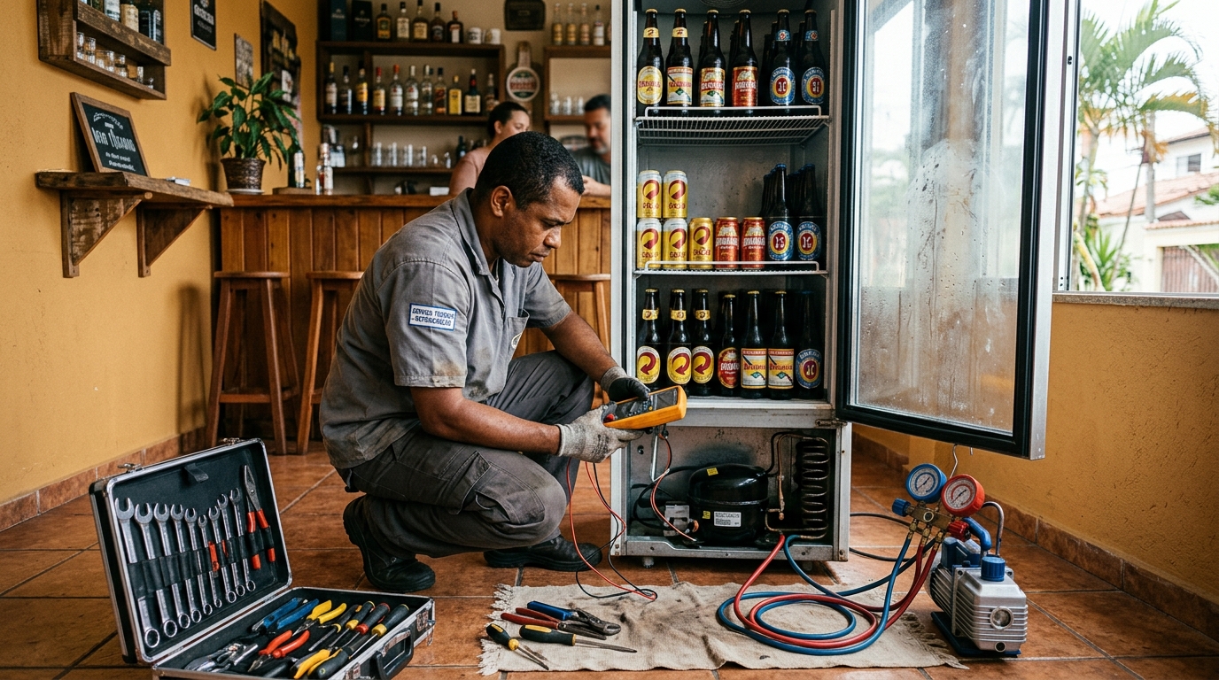 Substituição do termostato de uma cervejeira em Curitiba‑PR